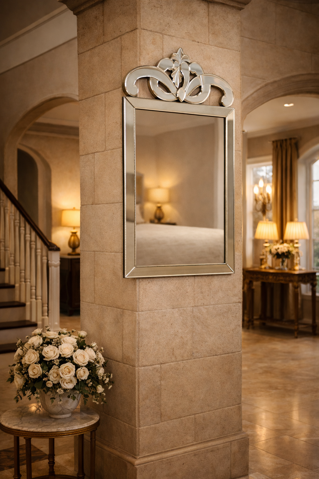 Handmade Silver Glass Square Decorative Venetian Mirror thumbnail